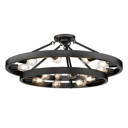 Golden Lighting Castile 15 Light 32" Wide Semi-Flush Ceiling Fixture Matte Black