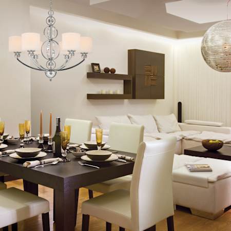 6 Light Chandelier Chrome Finish Room View