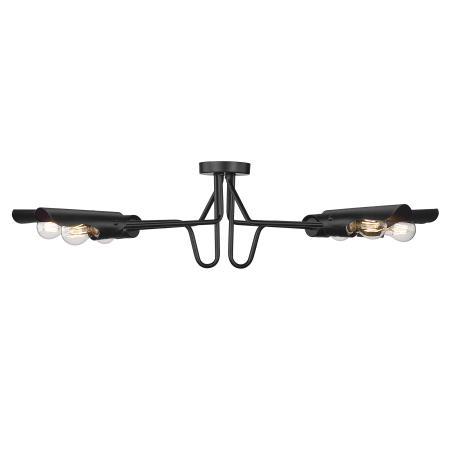 Golden Lighting Newton 6 Light 40" Wide Semi-Flush Ceiling Fixture Matte Black