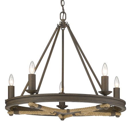 Golden Lighting Stokes 5 Light 29" Wide Taper Candle Chandelier Dark Rust