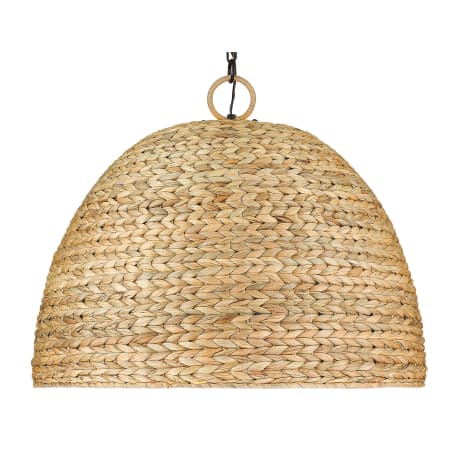Golden Lighting Rue 8 Light 27" Wide Pendant Matte Black / Woven Sweet Grass