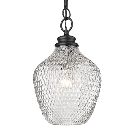 Golden Lighting Adeline 9" Wide Mini Pendant with Clear Glass Shade Matte Black