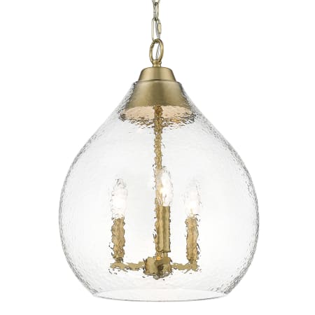 Golden Lighting Ariella 3 Light 15" Wide Taper Candle Pendant Brushed Champagne Bronze / Hammered Clear Glass