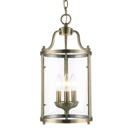 Golden Lighting Payton 3 Light 9" Wide Taper Candle Mini Pendant with Clear Glass Shade Antique Brass