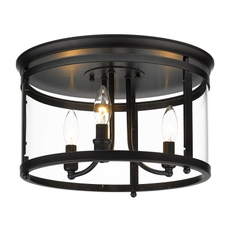 Golden Lighting Payton 3 Light 15" Wide Flush Mount Drum Ceiling Fixture Matte Black