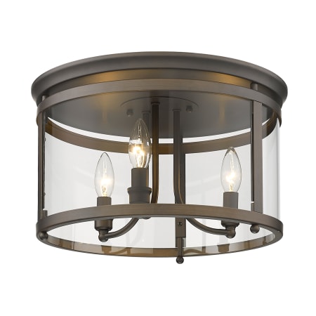 Golden Lighting Payton 3 Light 15" Wide Flush Mount Drum Ceiling Fixture Rubbed Bronze