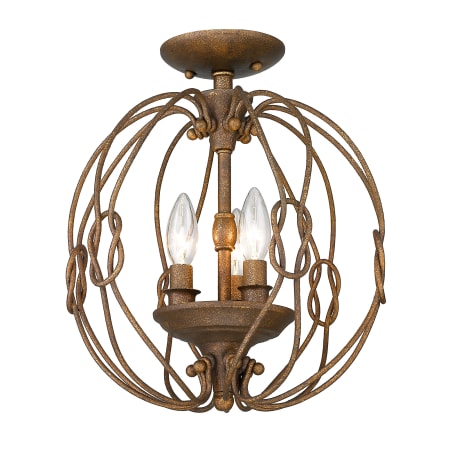 Golden Lighting Antoinette 3 Light 13" Wide Semi-Flush Ceiling Fixture Burnished Chestnut