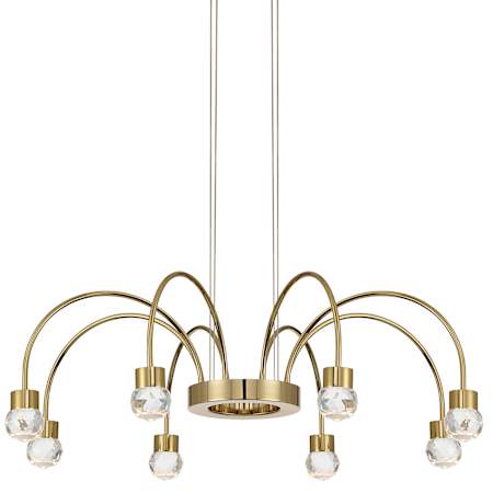 Golden Lighting Vario 8 Light 25" Wide LED Abstract Outdoor Chandelier Titanium Gold / Crystal
