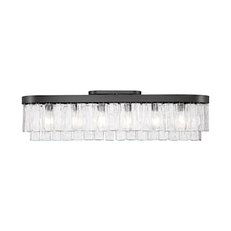 Golden Lighting Ciara 6 Light 42" Wide Semi-flush Linear Ceiling Fixture Matte Black
