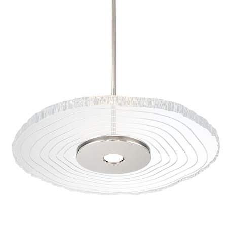 Golden Lighting Luminwood 24" Wide LED Pendant Polished Nickel / Wood-Pressed Clear Resin