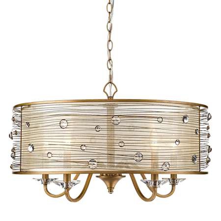 Golden Lighting Joia 5 Light 26" Wide Drum Chandelier Peruvian Gold