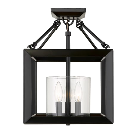 Golden Lighting Smyth 3 Light 12" Wide Semi-Flush Ceiling Fixture Matte Black