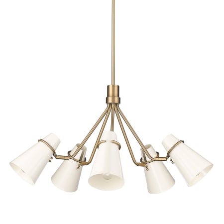Golden Lighting Reeva 5 Light 27" Wide Chandelier Modern Brass / Glossy Ecru