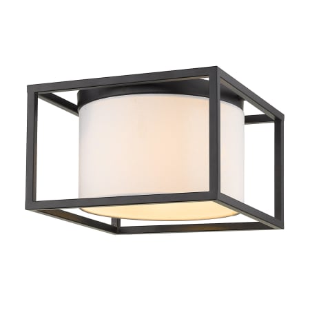 Golden Lighting Manhattan 2 Light 12" Wide Flush Mount Square Ceiling Fixture Matte Black