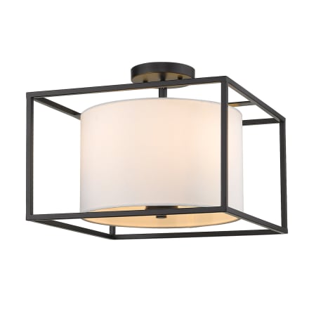 Golden Lighting Manhattan 3 Light 15" Wide Semi-Flush Square Ceiling Fixture Matte Black