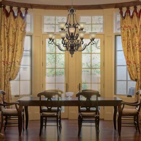 13 Light 2 Tier Chandelier New World Bronze Finish Room View