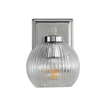 Golden Lighting Elliott 8" Tall Bathroom Sconce Chrome / Ribbed Clear Glass