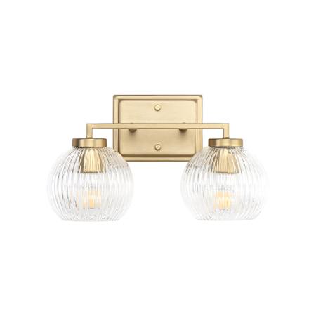 Golden Lighting Elliott 2 Light 16" Wide Vanity Light Brushed Champagne Bronze / Ribbed Clear Glass
