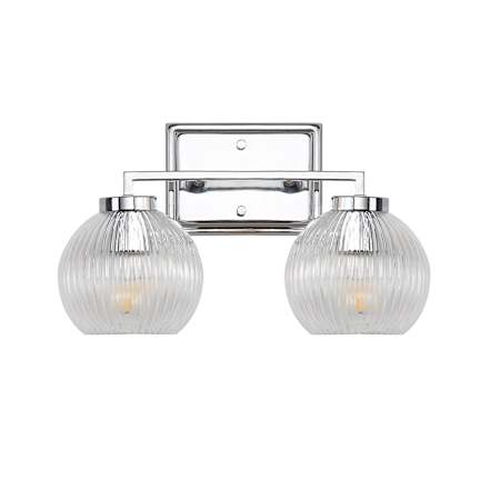 Golden Lighting Elliott 2 Light 16" Wide Vanity Light Chrome / Ribbed Clear Glass