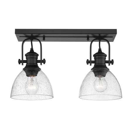 Golden Lighting Hines 2 Light 18" Wide Accent Light Ceiling Fixture Matte Black / Seeded