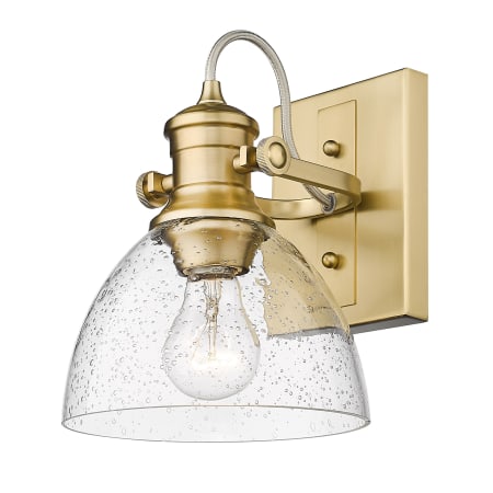 Golden Lighting Hines Single Light 6-7/8" Wide Bathroom Sconce with a Seeded Glass Shade Brushed Champagne Bronze