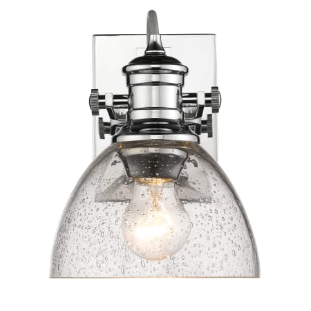 Golden Lighting Hines Single Light 6-7/8" Wide Bathroom Sconce with a Seeded Glass Shade Chrome