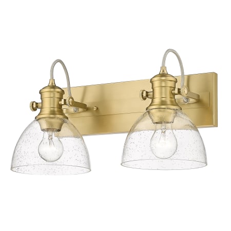 Golden Lighting Hines 2 Light 17-7/8" Wide Bathroom Vanity Light with Seeded Glass Shades Brushed Champagne Bronze