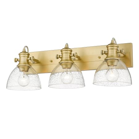 Golden Lighting Hines 3 Light 25" Wide Bathroom Vanity Light with Seedy Glass Shades Brushed Champagne Bronze