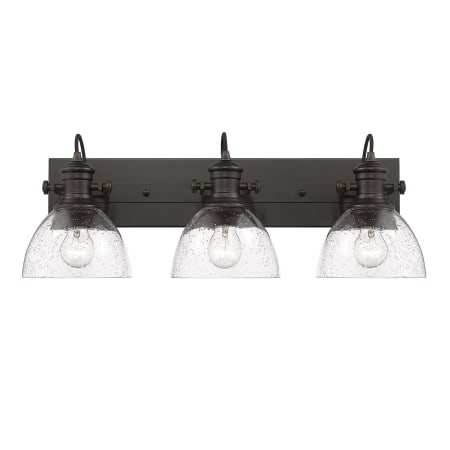 Golden Lighting Hines 3 Light 25" Wide Bathroom Vanity Light Rubbed Bronze / Seeded