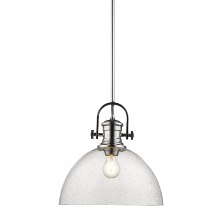 Golden Lighting Hines Single Light 13-1/2" Wide Pendant with Seeded Glass Shade Chrome