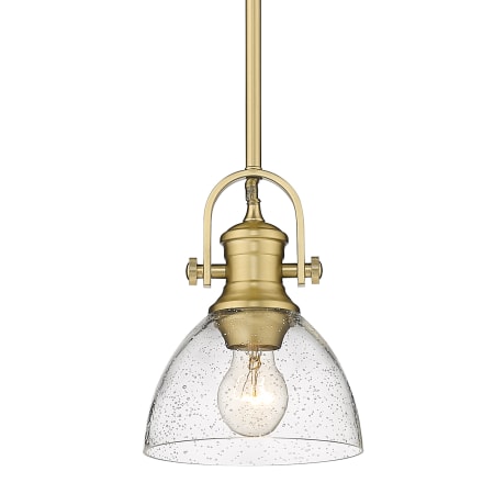 Golden Lighting Hines Single Light 6-7/8" Wide Pendant with Seeded Glass Shade Brushed Champagne Bronze