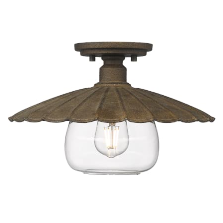 Golden Lighting Clemence 14" Wide Semi-Flush Ceiling Fixture with Clear Glass Shade Dark Rust