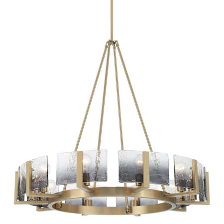Golden Lighting Aenon 10 Light 36" Wide Drum Chandelier with Smokey Water Glass Shades Brushed Champagne Brass