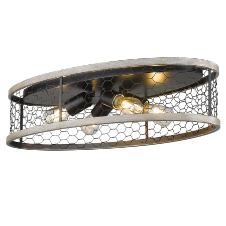 Golden Lighting Bailey 4 Light 24" Wide Flush Mount Drum Ceiling Fixture Matte Black / Chicken Wire