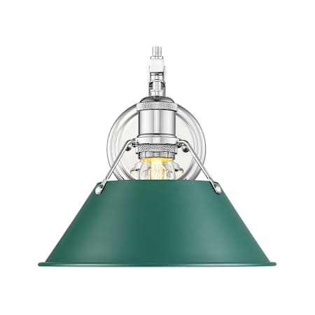Golden Lighting Orwell 10" Tall Wall Sconce Chrome / Pine Green Shades