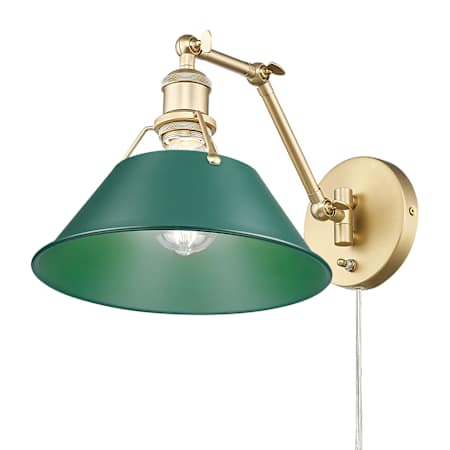 Golden Lighting Orwell 9" Tall Wall Sconce Brushed Champagne Bronze / Pine Green Shades
