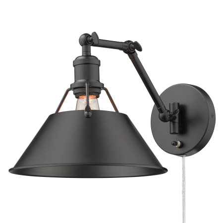 Golden Lighting Orwell 9" Tall Hardwired or Plug-In Wall Sconce Matte Black / Matte Black