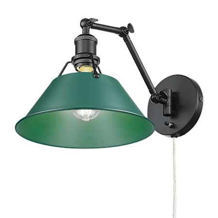 Golden Lighting Orwell 9" Tall Wall Sconce Matte Black / Pine Green Shades