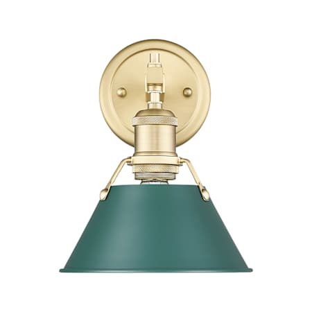 Golden Lighting Orwell 10" Tall Bathroom Sconce Brushed Champagne Bronze / Pine Green Shades