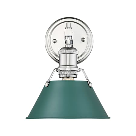 Golden Lighting Orwell 10" Tall Bathroom Sconce Chrome / Pine Green Shades
