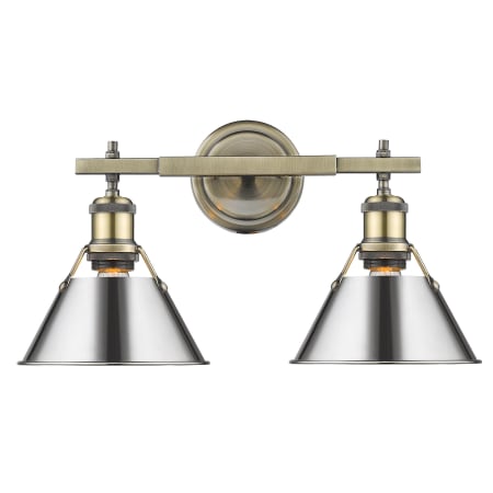 Golden Lighting Orwell 2 Light 18" Wide Vanity Light Aged Brass / Chrome