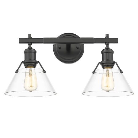 Golden Lighting Orwell 2 Light 18" Wide Bathroom Vanity Light with Clear Glass Shades Matte Black