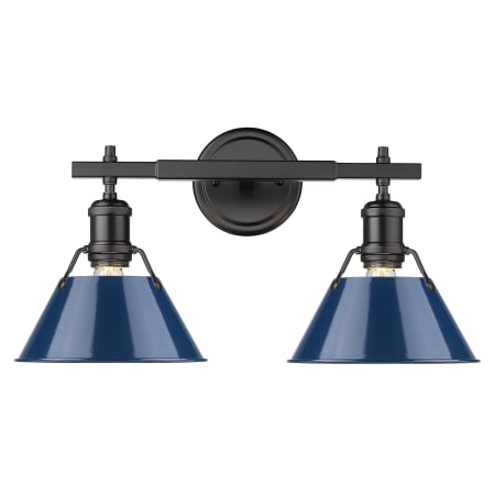 Golden Lighting Orwell 2 Light 18" Wide Vanity Light Matte Black / Matte Navy