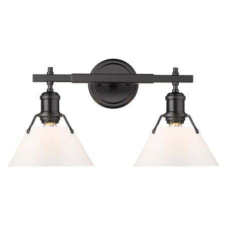 Golden Lighting Orwell 2 Light 18" Wide Vanity Light Matte Black / Opal