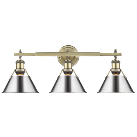 Golden Lighting Orwell 3 Light 27" Wide Vanity Light Aged Brass / Chrome