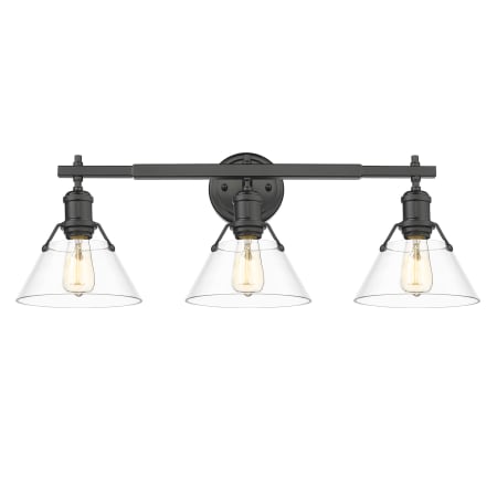 Golden Lighting Orwell 3 Light 27" Wide Bathroom Vanity Light with Clear Glass Shades Matte Black