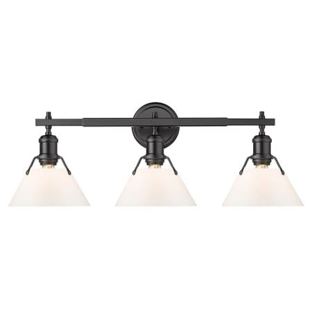 Golden Lighting Orwell 3 Light 27" Wide Vanity Light Matte Black / Opal