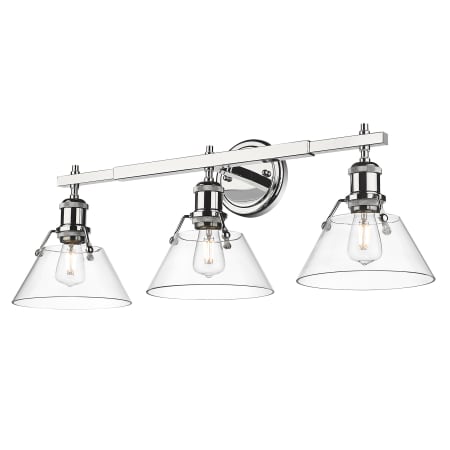 Golden Lighting Orwell 3 Light 27" Wide Bathroom Vanity Light with Clear Glass Shades Chrome