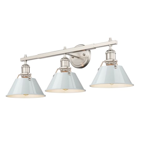 Golden Lighting Orwell 3 Light 27" Wide Vanity Light Pewter / Dusky Blue Shades