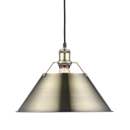 Golden Lighting Orwell 14" Wide Outdoor Pendant Aged Brass